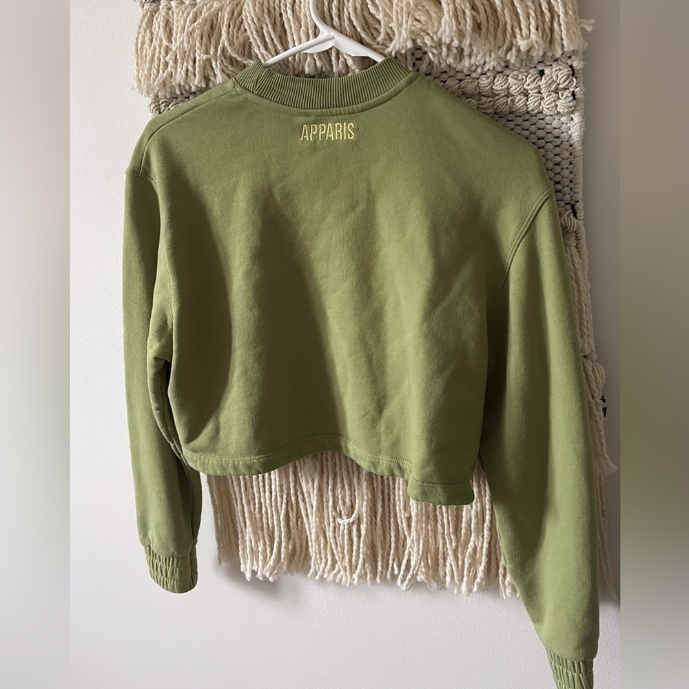 Apparis Isabel Sweatshirt Green Cropped Long Sleeve Organic Cotton Size XXS - Picture 3 of 5
